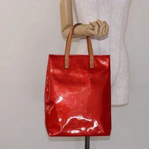 LOUIS VUITTON Monogram Vernis Reade MM Hand Bag Red Rouge M91086 LV Auth gh574